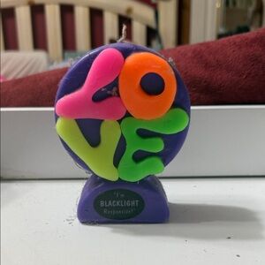 Colorful 'Love' Candle - Blacklight Responsive